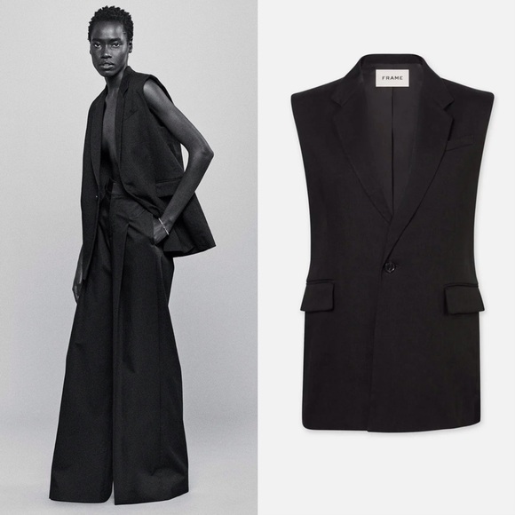 Frame Denim Jackets & Blazers - FRAME Oversized organic linen-blend vest